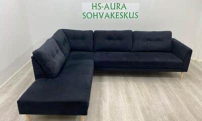 Musta Kulmasohva / Ilmainen Toimitus / Free Delivery